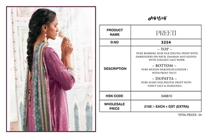 Preeti Jay Vijay Pure Bemberg Pant Style Suits Wholesale