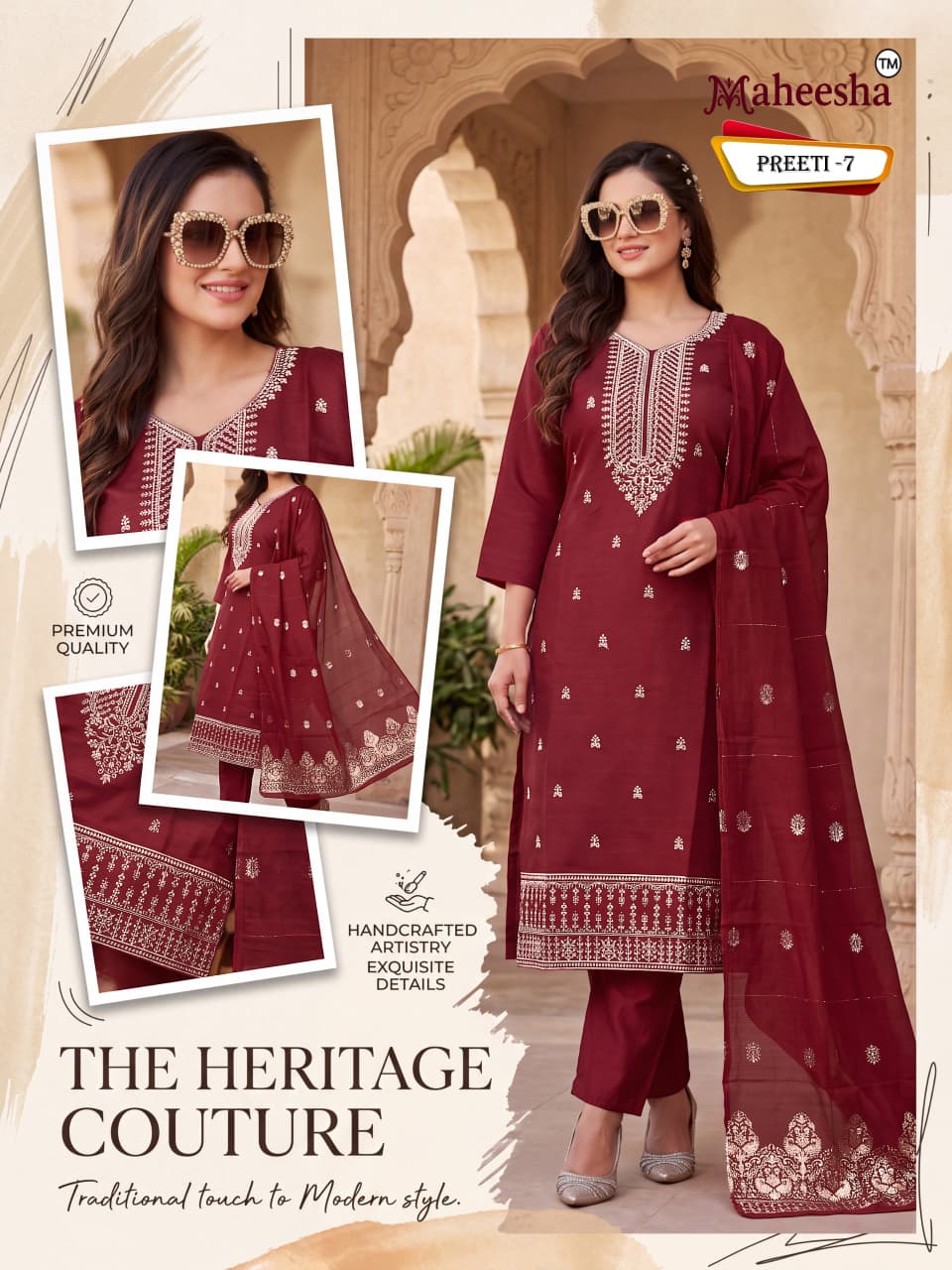 Preeti Maheesha Vatican Silk Readymade Pant Style Suits Manufacturer Gujarat