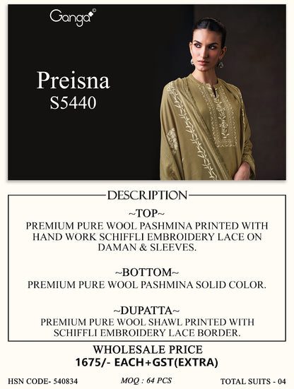 Preisna S5440 Ganga Wool Pashmina Suits Exporter Gujarat