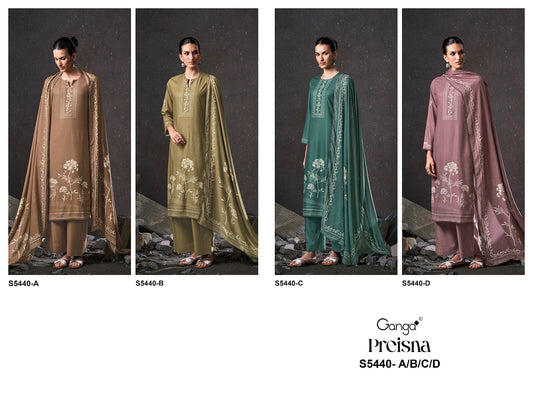 Preisna S5440 Ganga Wool Pashmina Suits Exporter Gujarat
