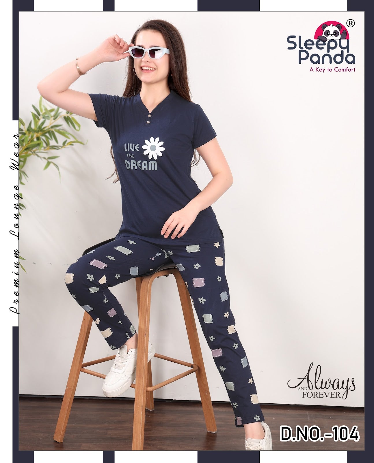 Preksha 104 Sleepy Panda Hosiery Cotton Pyjama Night Suits Wholesale Price
