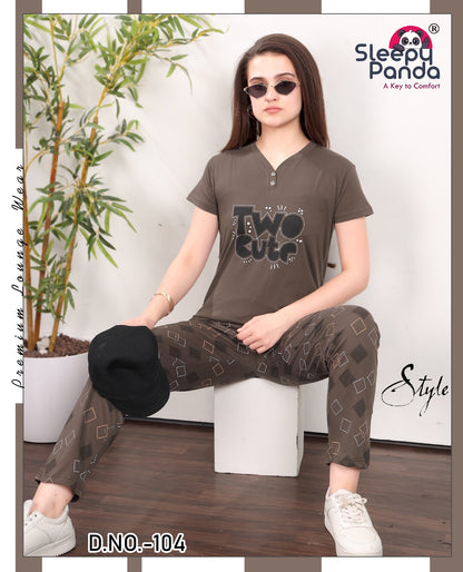 Preksha 104 Sleepy Panda Hosiery Cotton Pyjama Night Suits Wholesale Price