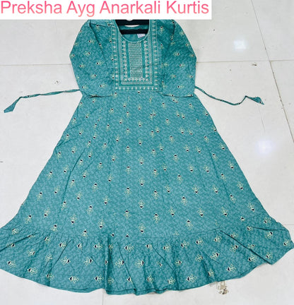 Preksha Ayg Rayon Anarkali Kurtis Manufacturer India