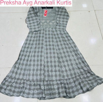 Preksha Ayg Rayon Anarkali Kurtis Manufacturer India