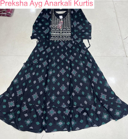 Preksha Ayg Rayon Anarkali Kurtis Manufacturer India