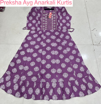 Preksha Ayg Rayon Anarkali Kurtis Manufacturer India