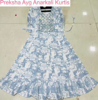 Preksha Ayg Rayon Anarkali Kurtis Manufacturer India