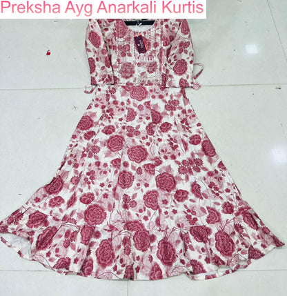Preksha Ayg Rayon Anarkali Kurtis Manufacturer India