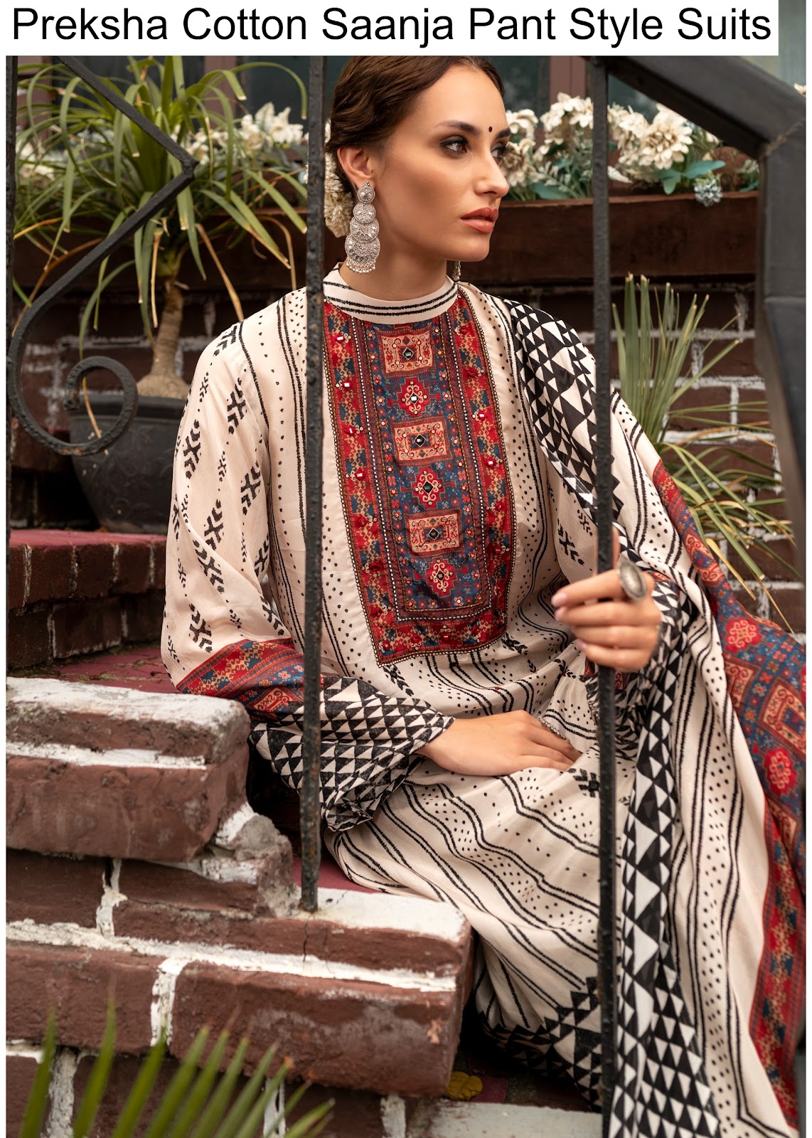 Preksha Cotton Saanja Pant Style Suits Wholesaler