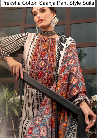 Preksha Cotton Saanja Pant Style Suits Wholesaler