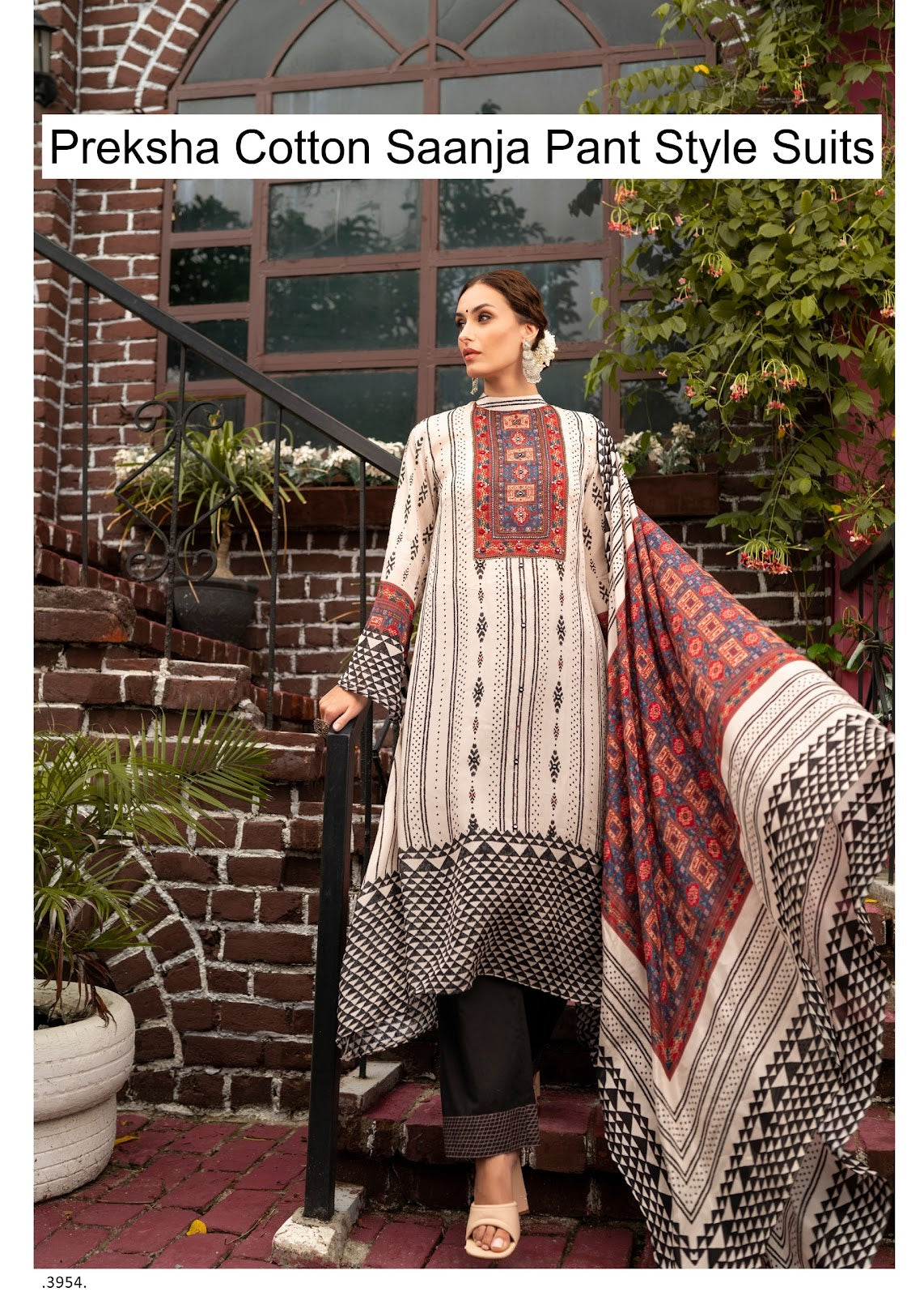 Preksha Cotton Saanja Pant Style Suits Wholesaler