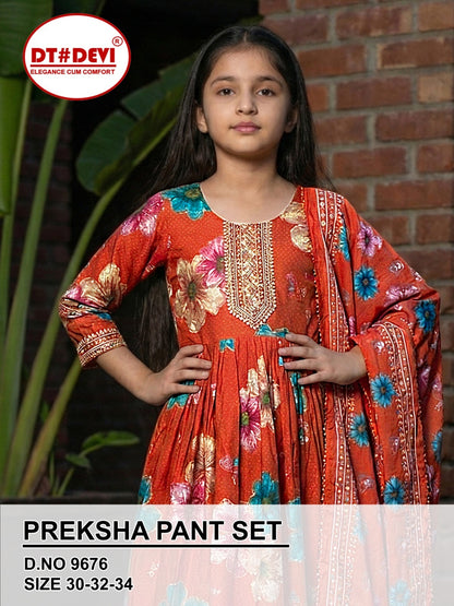 Preksha Dn 9676 Dt Devi Berlin Girls Readymade Pant Suits Supplier India