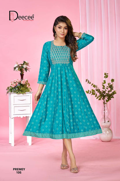Premey Deecee Roman Anarkali Kurtis Manufacturer India