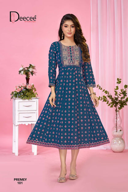 Premey Deecee Roman Anarkali Kurtis Manufacturer India