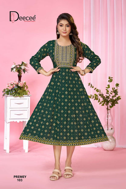 Premey Deecee Roman Anarkali Kurtis Manufacturer India