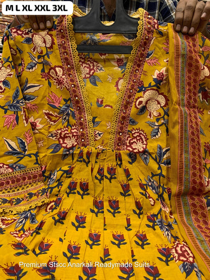 Premium Stscc Premium Cotton Readymade Anarkali Suits Manufacturer Gujarat