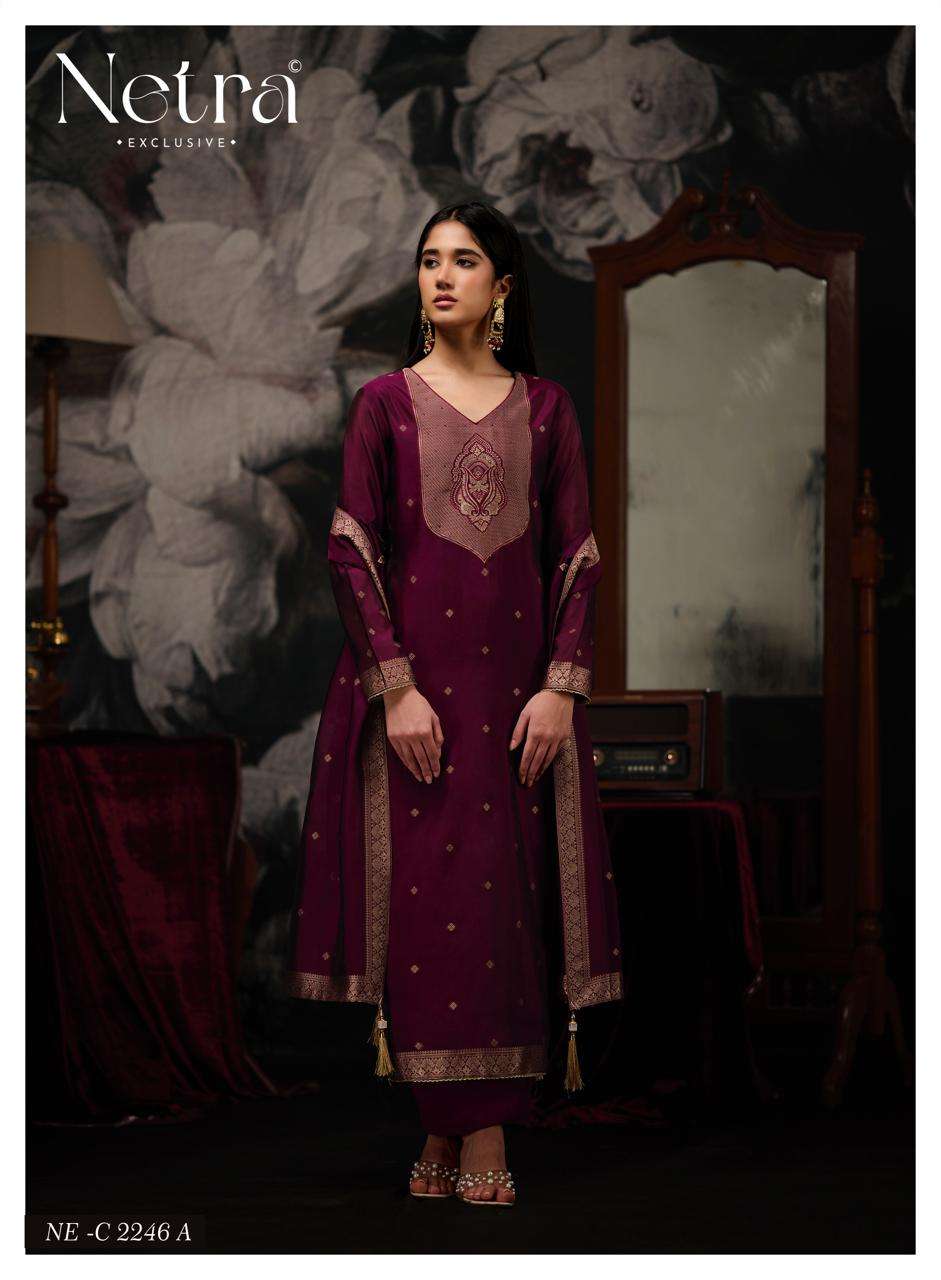 Prerna Netra Woven Silk Pant Style Suits Supplier Ahmedabad