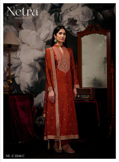 Prerna Netra Woven Silk Pant Style Suits Supplier Ahmedabad