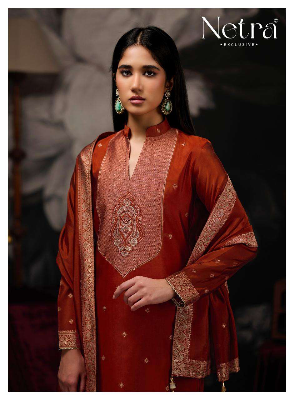 Prerna Netra Woven Silk Pant Style Suits Supplier Ahmedabad