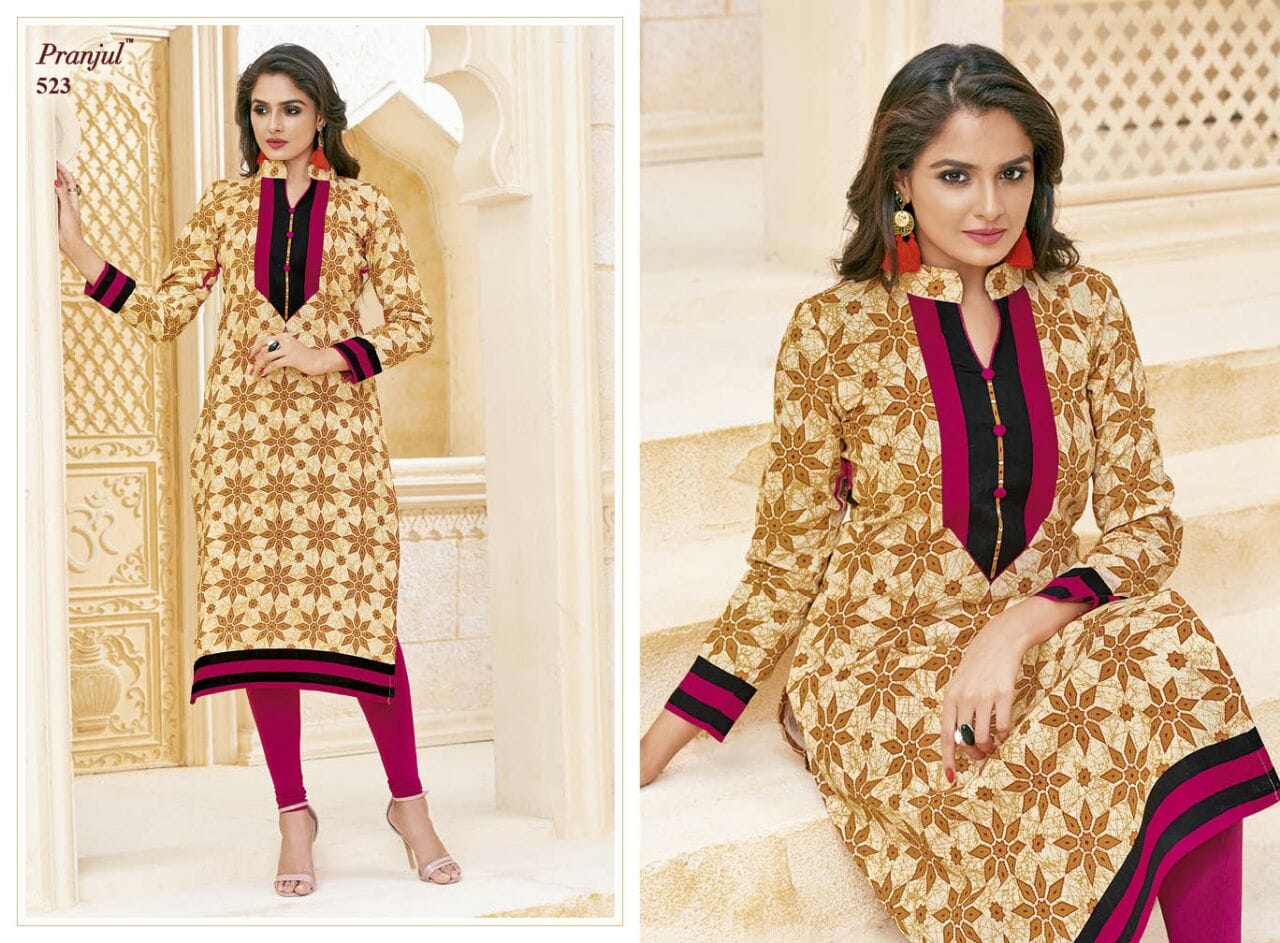 Prerna Vol 1 Pranjul Cotton Straight Cut Kurtis Exporter Gujarat