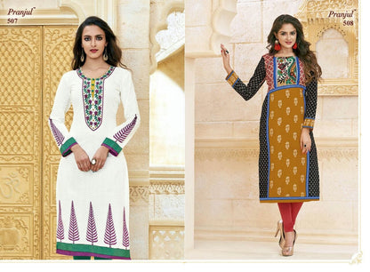 Prerna Vol 1 Pranjul Cotton Straight Cut Kurtis Exporter Gujarat