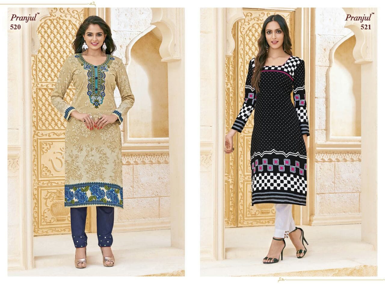 Prerna Vol 1 Pranjul Cotton Straight Cut Kurtis Exporter Gujarat