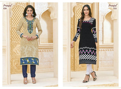 Prerna Vol 1 Pranjul Cotton Straight Cut Kurtis Exporter Gujarat