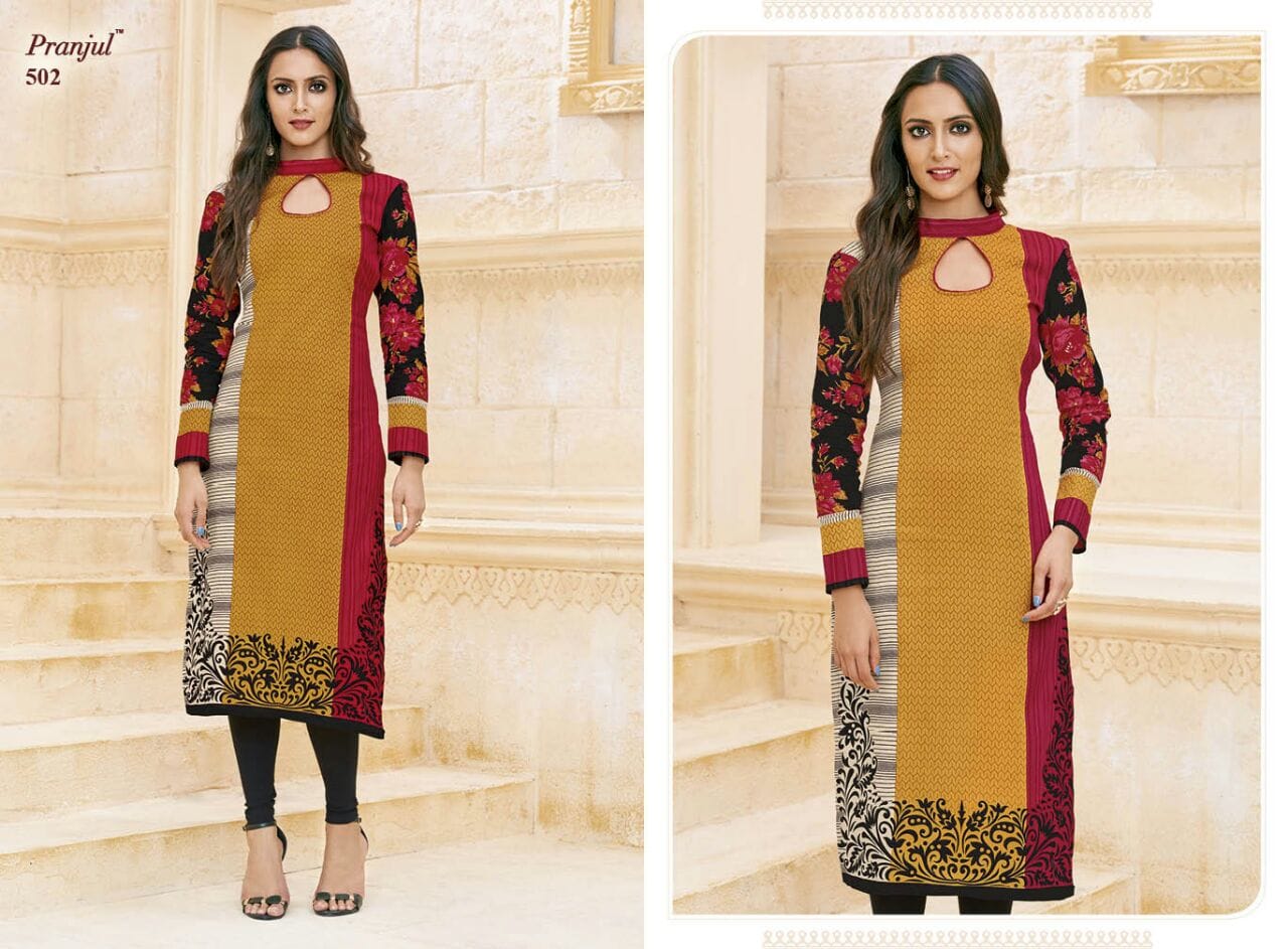 Prerna Vol 1 Pranjul Cotton Straight Cut Kurtis Exporter Gujarat
