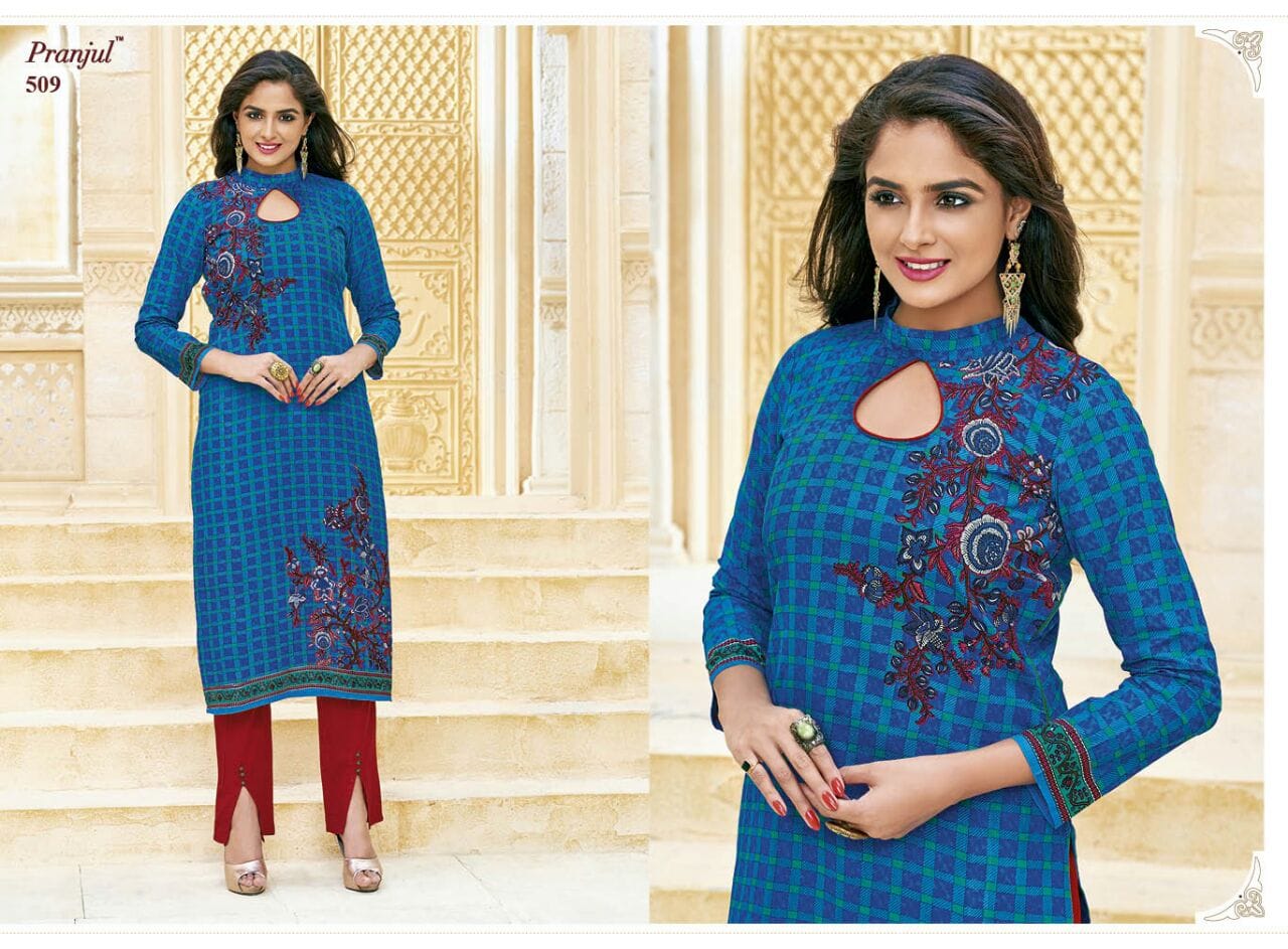 Prerna Vol 1 Pranjul Cotton Straight Cut Kurtis Exporter Gujarat