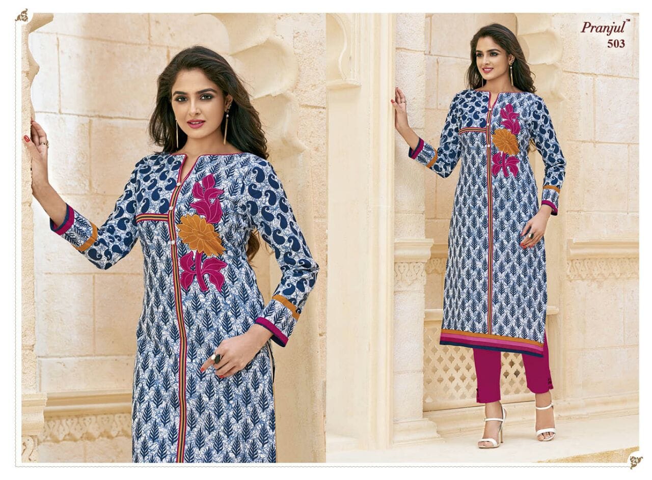 Prerna Vol 1 Pranjul Cotton Straight Cut Kurtis Exporter Gujarat