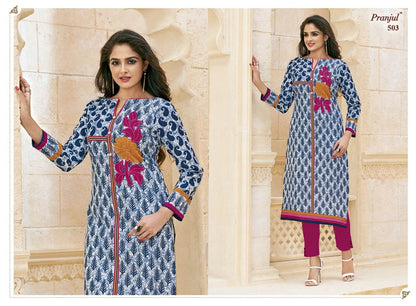 Prerna Vol 1 Pranjul Cotton Straight Cut Kurtis Exporter Gujarat