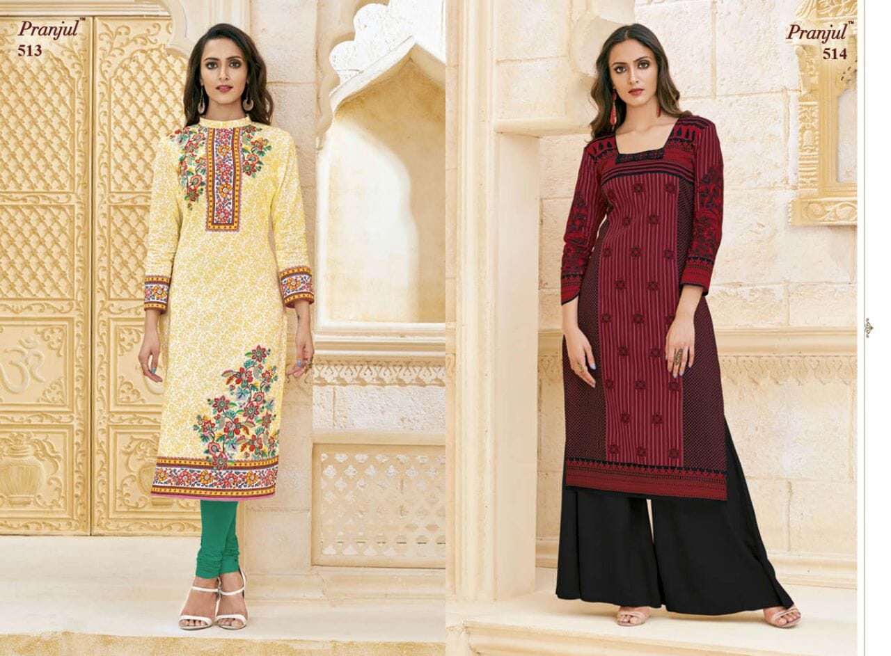 Prerna Vol 1 Pranjul Cotton Straight Cut Kurtis Exporter Gujarat