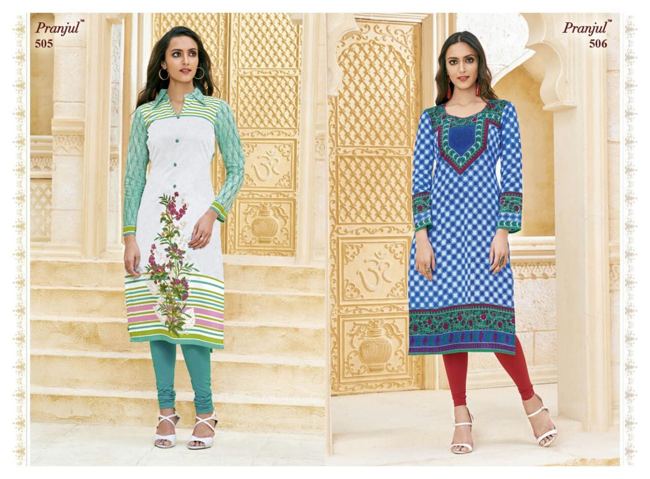 Prerna Vol 1 Pranjul Cotton Straight Cut Kurtis Exporter Gujarat