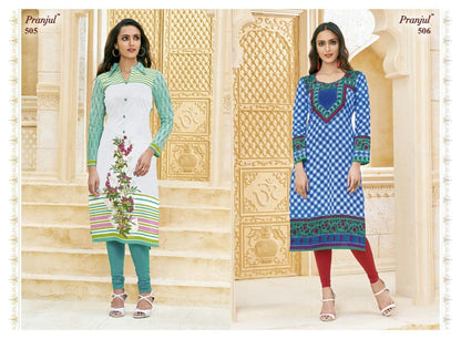 Prerna Vol 1 Pranjul Cotton Straight Cut Kurtis Exporter Gujarat