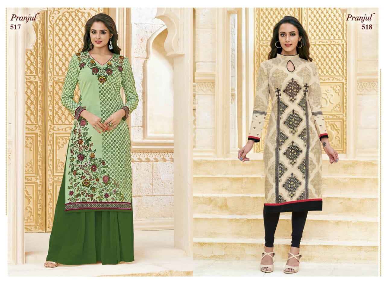 Prerna Vol 1 Pranjul Cotton Straight Cut Kurtis Exporter Gujarat