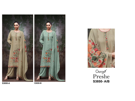 Preshe 3850 Ganga Plazzo Style Suits Supplier Gujarat