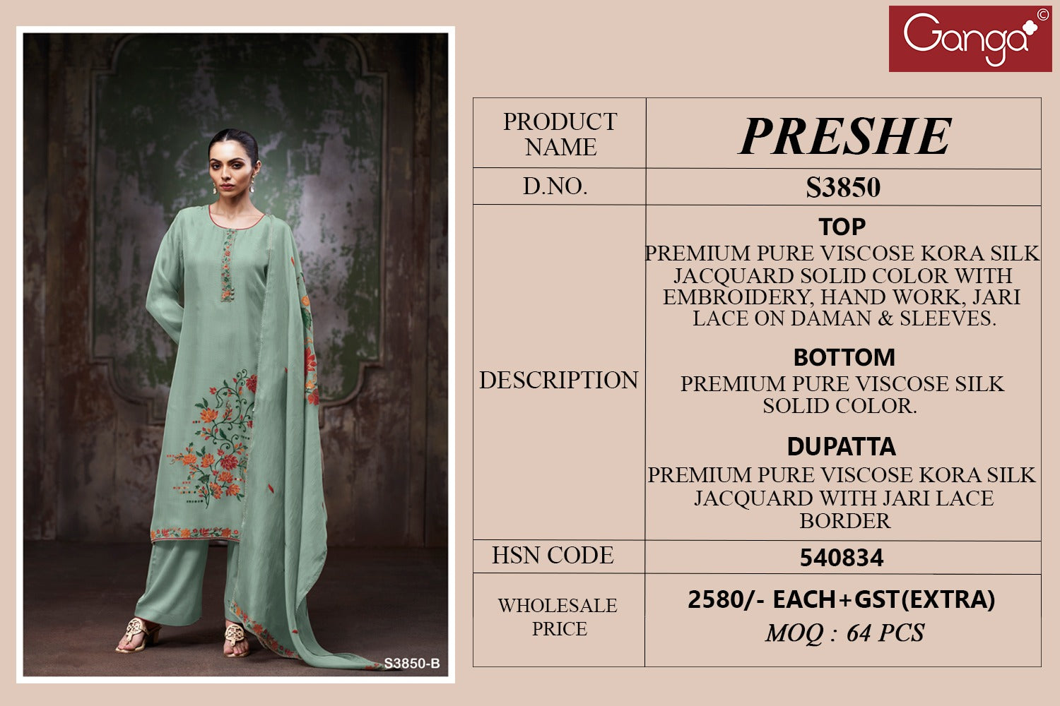 Preshe 3850 Ganga Plazzo Style Suits Supplier Gujarat