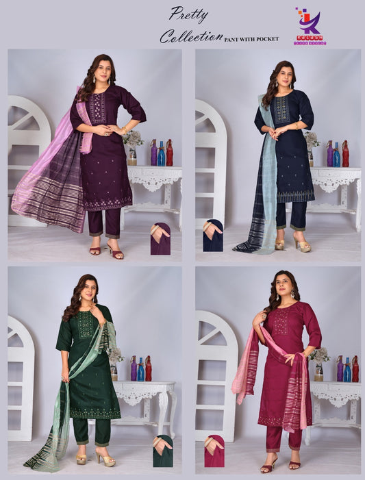 Pretty Collection Mlm Kalash Lifestyle Readymade Pant Style Suits Wholesale Price