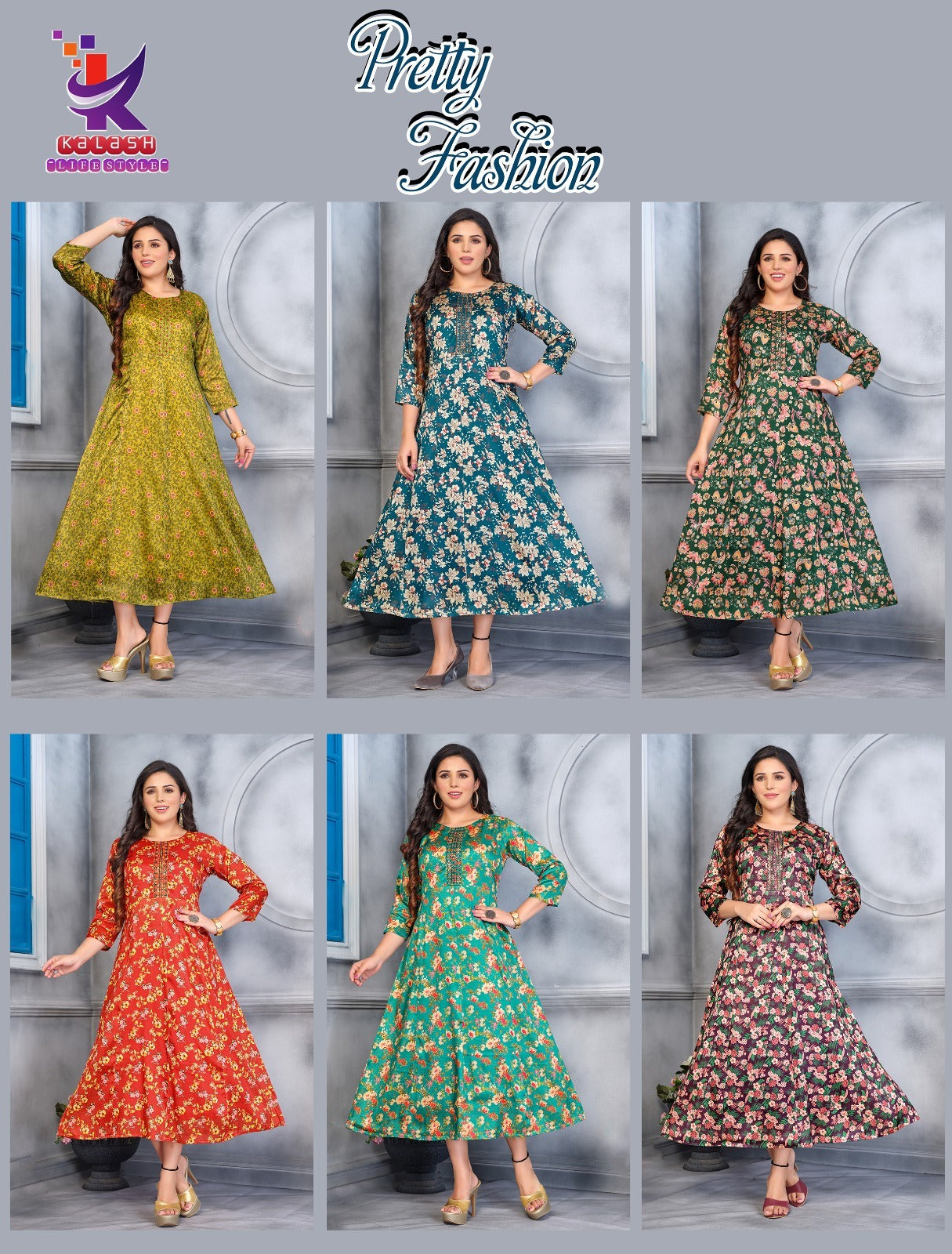 Pretty Fashion Mlm Kalash Lifestyle Simmer Tissue Anarkali Kurtis Wholesaler