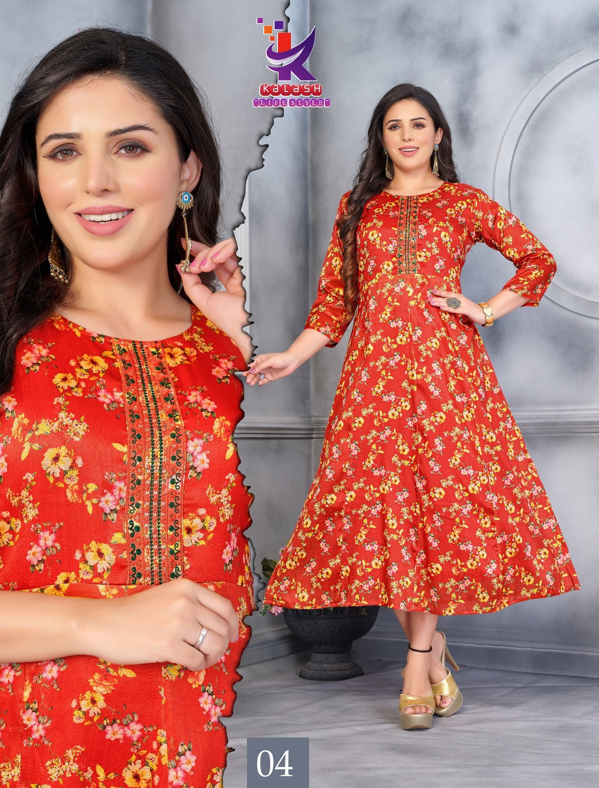 Pretty Fashion Mlm Kalash Lifestyle Simmer Tissue Anarkali Kurtis Wholesaler