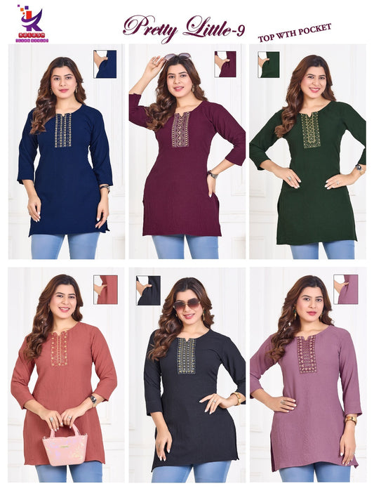 Pretty Little 9 Mlm Kalash Lifestyle Rayon 14Kg Short Kurtis Wholesale Price