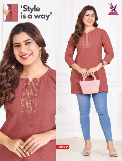 Pretty Little 9 Mlm Kalash Lifestyle Rayon 14Kg Short Kurtis Wholesale Price