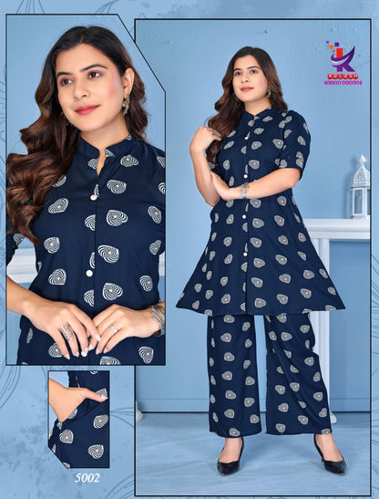 Pretty Shine Mlm Kalash Lifestyle Rayon 17Kg Co Ord Set Wholesale Price