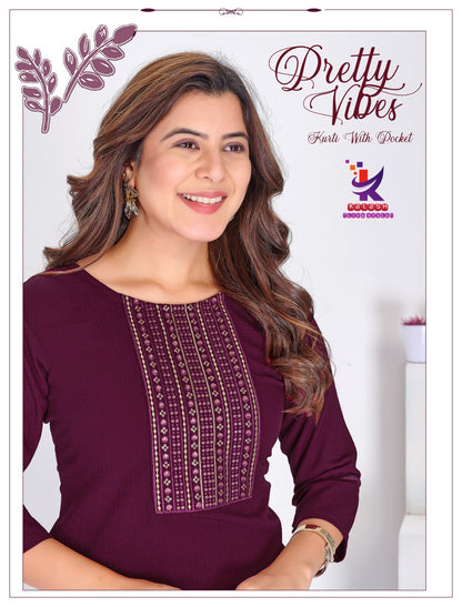 Pretty Vibes Mlm Kalash Lifestyle Rayon 22Kg Straight Cut Kurtis Manufacturer Ahmedabad