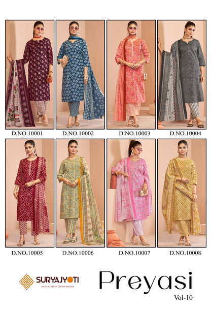 Preyasi Vol 10 Suryajyoti Cotton Readymade Pant Style Suits Exporter India