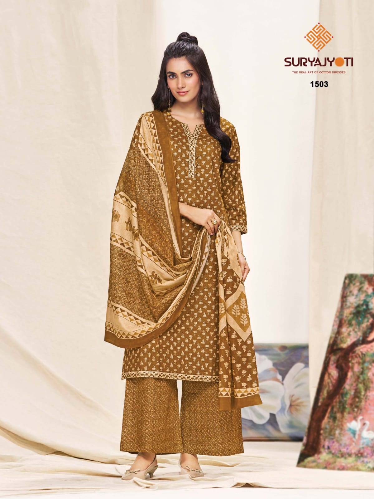 Preyasi Vol 15 Plazzo Special Suryajyoti Readymade Cotton Pant Suits Exporter Gujarat