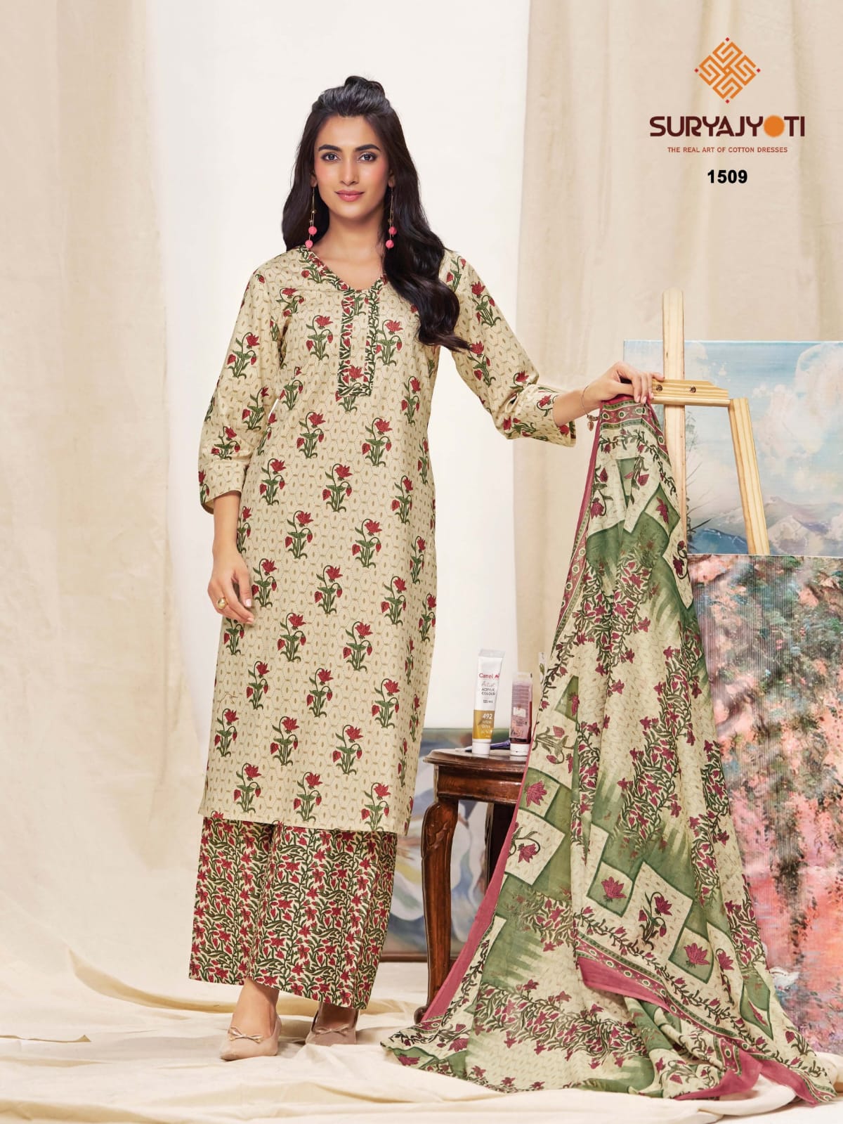 Preyasi Vol 15 Plazzo Special Suryajyoti Readymade Cotton Pant Suits Exporter Gujarat