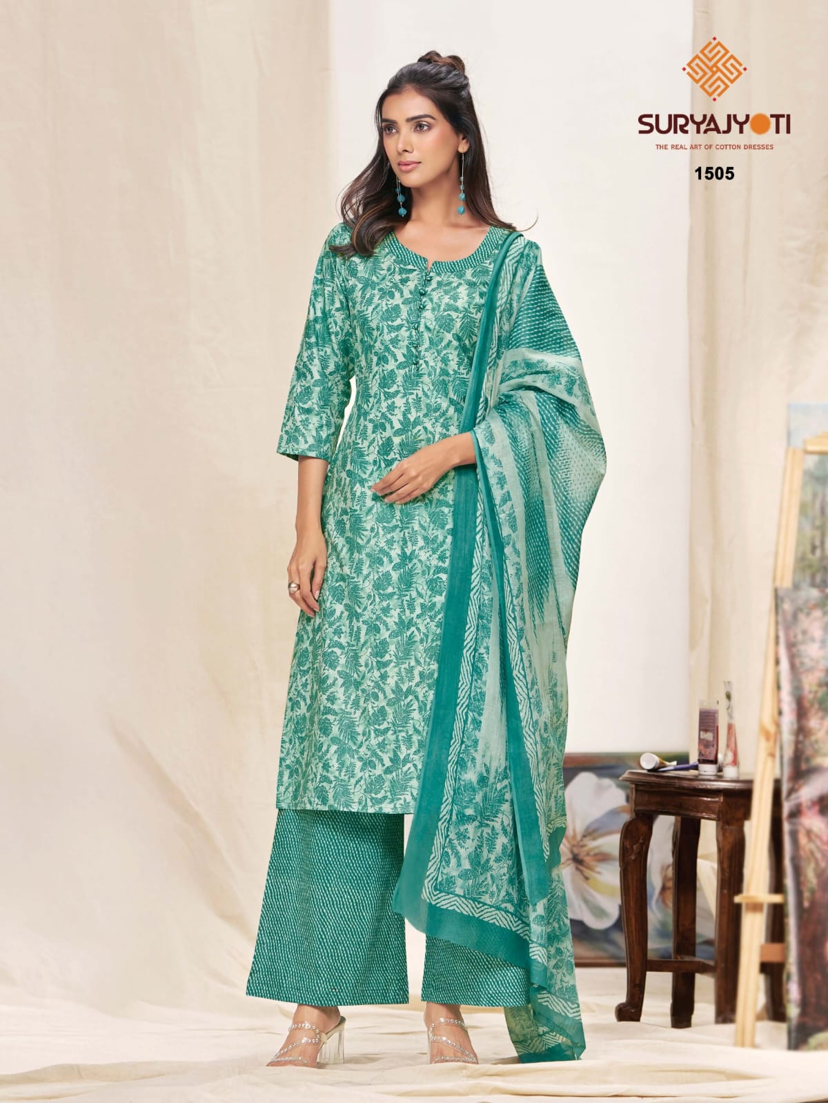 Preyasi Vol 15 Plazzo Special Suryajyoti Readymade Cotton Pant Suits Exporter Gujarat