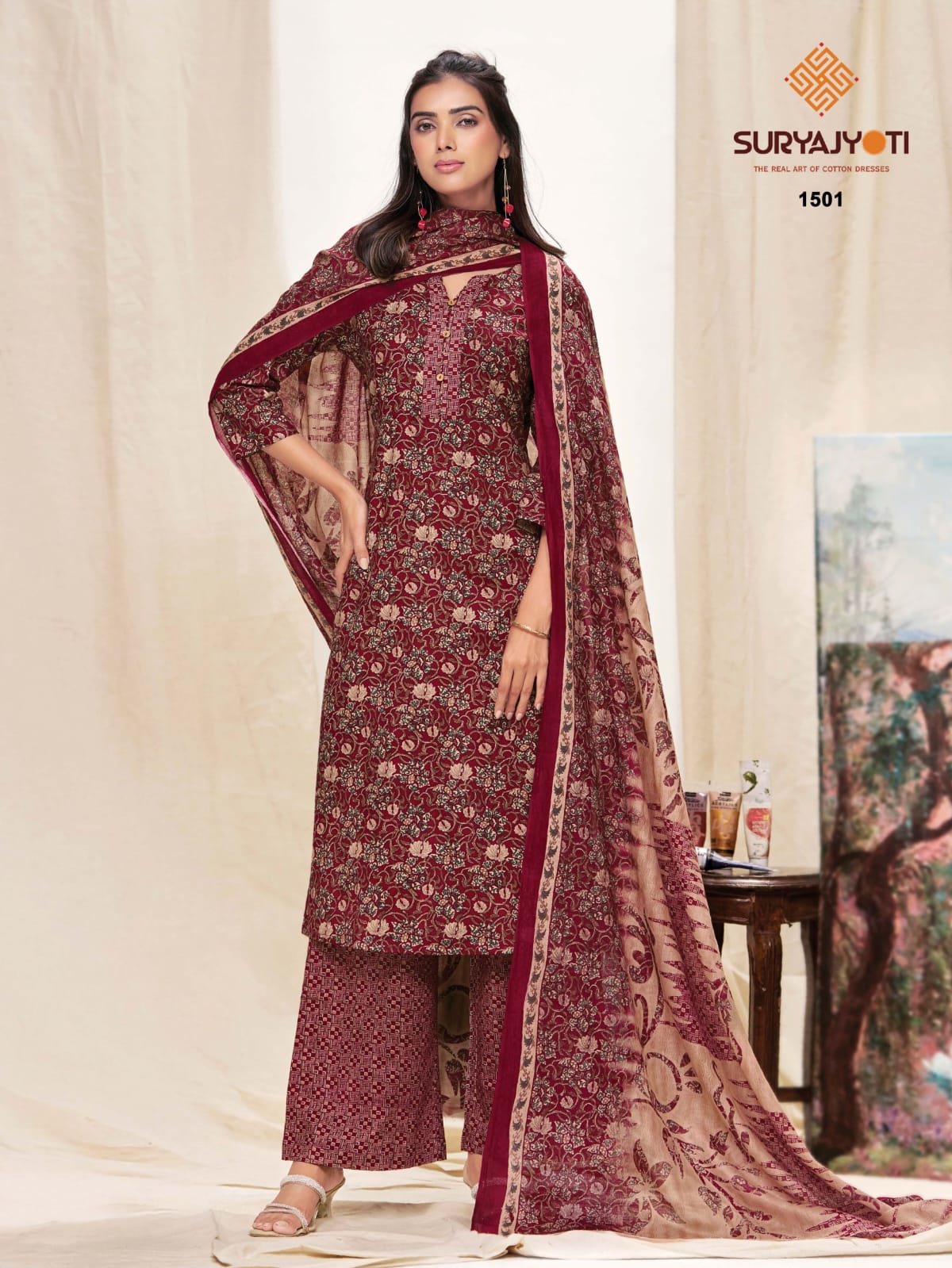 Preyasi Vol 15 Plazzo Special Suryajyoti Readymade Cotton Pant Suits Exporter Gujarat