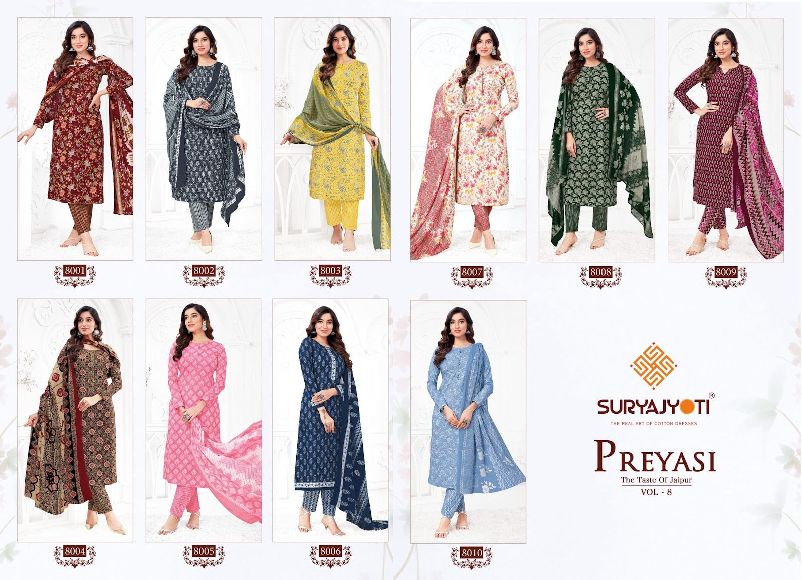 Preyasi Vol 8 Suryajyoti Cotton Readymade Pant Style Suits Wholesale